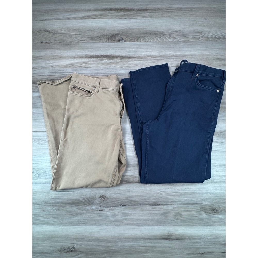 Lot of 2 Banana Republic Traveler Slim Fit Pants Mens‎ 38x34 Navy Khaki Chinos